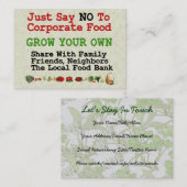 Keine Unternehmensnahrung Visitenkarte (Vorne/Hinten)