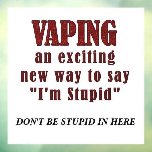 Keine Vaping Sign Window Cloning Fensteraufkleber (Blatt 3)