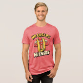 Keine Verlierer nur Dackeln Funny Hotdog Puff Tri-Blend Shirt (Vorderseite voll)
