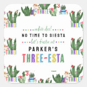 Keine Zeit bis Fiesta Dreisterne Fiesta 3. Geburts Quadratischer Aufkleber (Vorderseite)