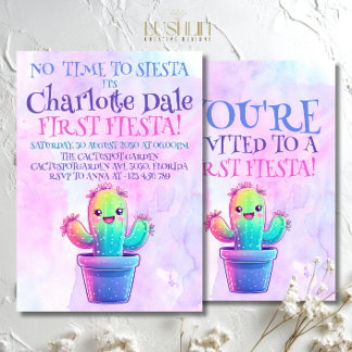 Keine Zeit für Siesta Cactus Geburtstags Fun Fiest Einladung