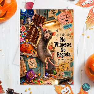 Keine Zeugen, keine Reue Lustige Ratte Halloween Feiertagskarte