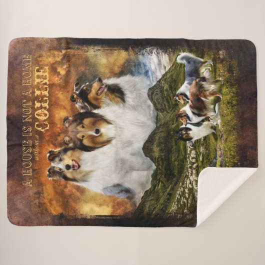 Keine Zuhause mit Colliesen, Schafherden, rustikal Sherpadecke (Vorderseite (Horizontal))