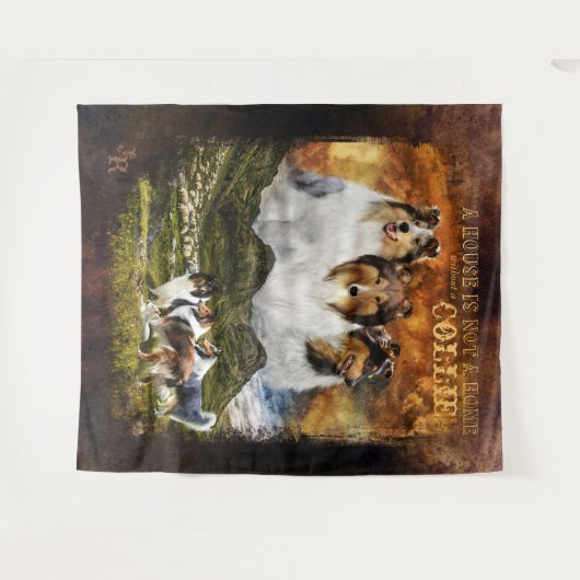 Keine Zuhause mit/ohne Colliese, Schafherde, Lands Wandteppich (Vorderseite (Horizontal))