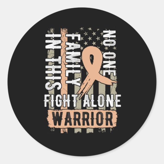 Keiner kämpft allein gegen Endometriumkrebs Runder Aufkleber (Vorderseite)