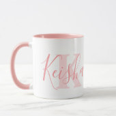 Keisha Name Bedeutung und monogramm weicher rosa T Tasse (Links)