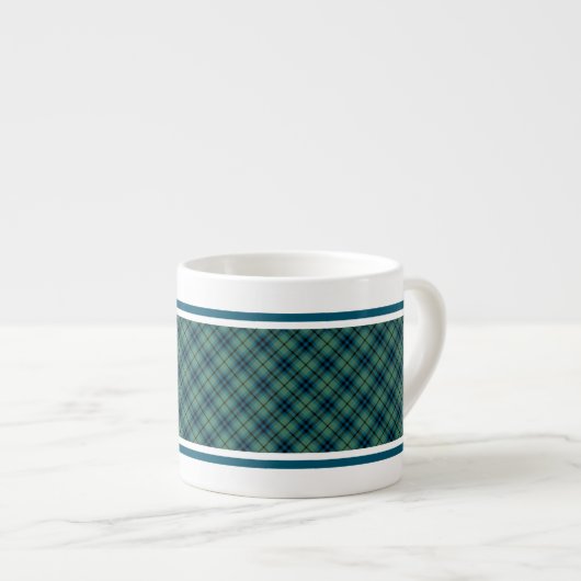 Keith Clan Light Blue und Green Ancient Tartan Espressotasse (Vorderseite Rechts)
