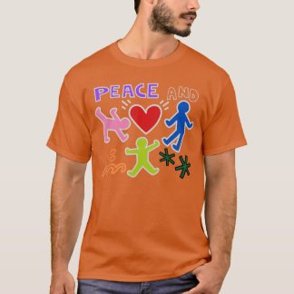 Keith Graffiti Peace and Love Art Bold Bright Cart T-Shirt