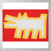 Keith Haring Dog Rot und Gelb Design Poster (Vorne)