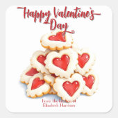 Keks in Gestalt des Valentinstag Quadratischer Aufkleber (Vorderseite)
