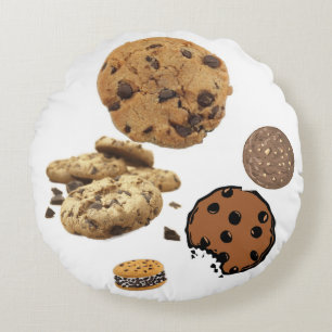 Keks Schokoladenstückchen Süßigkeiten Dessert Bäck Rundes Kissen