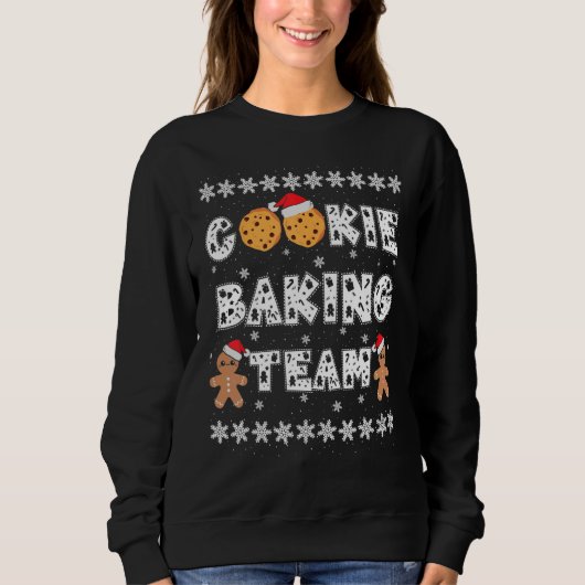 Kekse-Back-Team Lebkuchenmänner mit Weihnachtshüte Sweatshirt (Vorderseite)