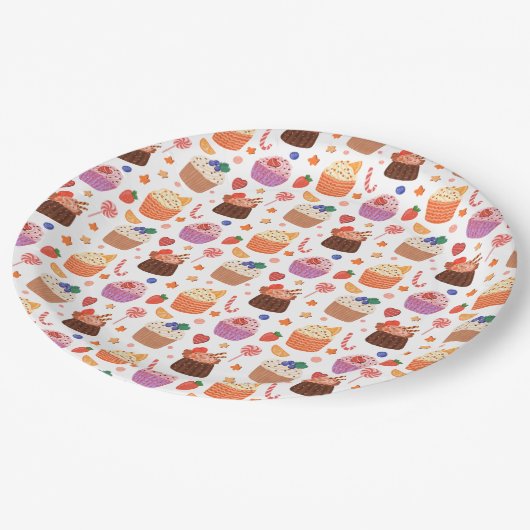 Kekse Cookies und Bonbons Pappteller (Schrägansicht)