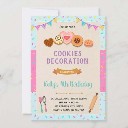 Kekse, die Party Einladung schmücken (Vorderseite)