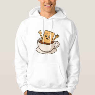 Kekse in Schwierigkeiten im Inneren eines Kaffeecu Hoodie