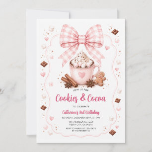 Kekse & Kakao Rosa Schleife Lebkuchen-Mädchen Gebu Einladung