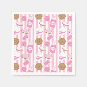 Kekse & Milch Mädchen Rosa Geburtstags-Party-Servi Serviette