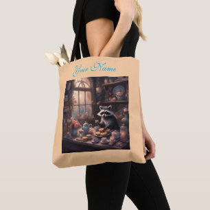 Kekse Tee und Rosen Whimsical Waschbär Tasche