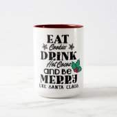 Kekse trinken heißen Kakao Santa fröhliche Weihnac Zweifarbige Tasse (Mittel)