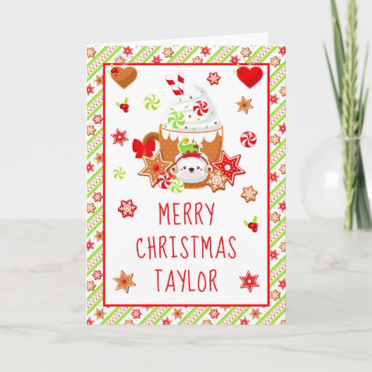 Kekse und Kakao Grün frohe Weihnachten (Vorderseite)