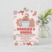 Kekse und KakaoRetro Groovy Weihnachtsgebäck Party Einladung (Stehend Vorderseite)