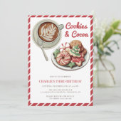Kekse und Kakaorot Weihnachten Geburtstag Einladung (Stehend Vorderseite)