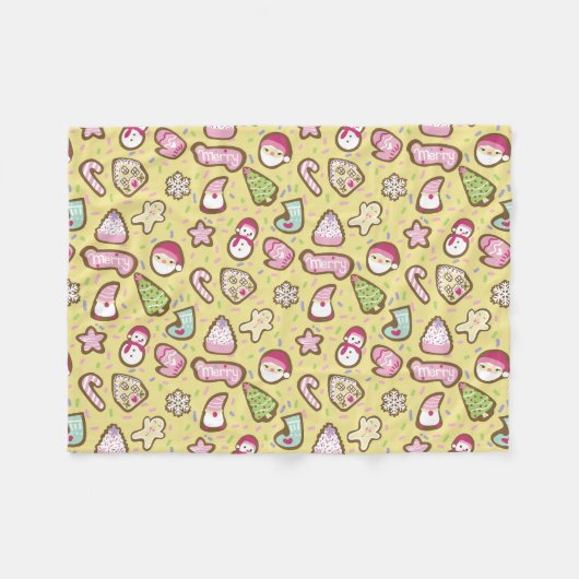 Kekse Weihnachtsgelb Fleecedecke (Vorderseite (Horizontal))