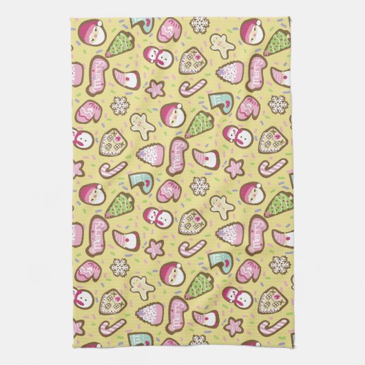 Kekse Weihnachtsgelb Geschirrtuch (Vertikal)