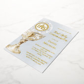 Kelch Host Erstkommunion Blaue Wasserfarbe Folieneinladung (Gedreht)