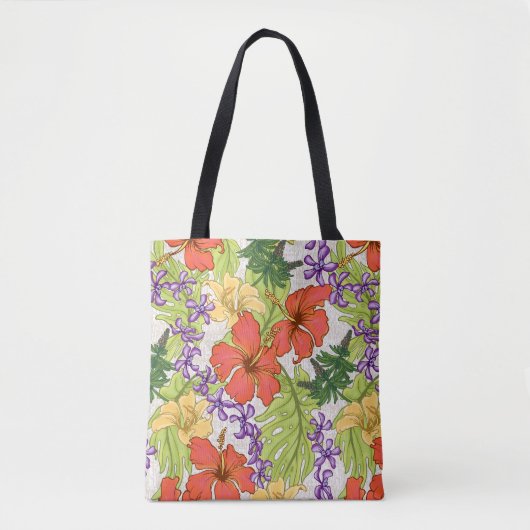 Keleah Tropical Hawaiian Hibiskus Orchids Beach Tasche (Vorderseite)