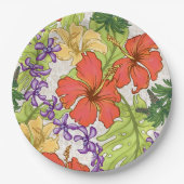 Keleah Tropical Hawaiian Hibiskus und Orchideen Pappteller (Vorderseite)