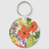 Keleah Tropical Hawaiian Hibiskus und Orchideen Schlüsselanhänger (Vorderseite)