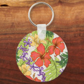 Keleah Tropical Hawaiian Hibiskus und Orchideen Schlüsselanhänger (Vorderseite)