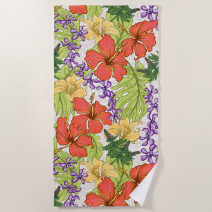 Keleah Tropical Hawaiian Hibiskus und Orchideen Strandtuch