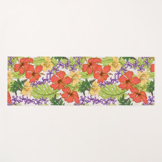 Keleah Tropical Watercolor Floral Yogamatte (Vorderseite (Horizontal))