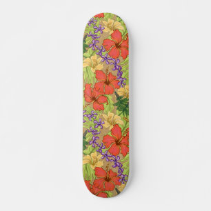 Keleah Tropischer Hawaiianischer Hibiskus Faux-Hol Skateboard