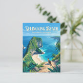 Kelingking Strand Indonesien Postkarte (Stehend Vorderseite)