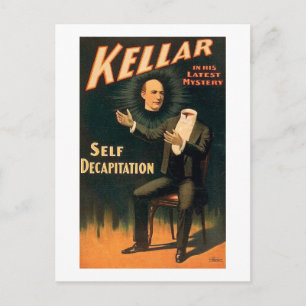 Kellar der Zauberer - Selbst-Enthauptung - Vintage Postkarte
