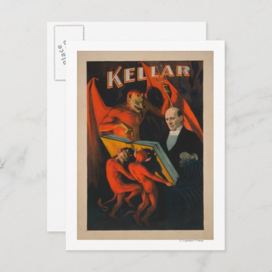 Kellar Devil and Demos with Magic Book Poster Postkarte (Vorne/Hinten)