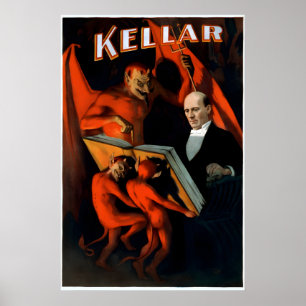 Kellar liest mit dem Teufel894 Vintage Style Magic Poster
