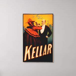 Kellar Magier-trinkender Wein mit dem Teufel Leinwanddruck