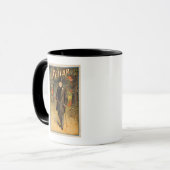 Kellar Portrait mit Werbeplakaten für Teufel Tasse (Vorderseite Links)