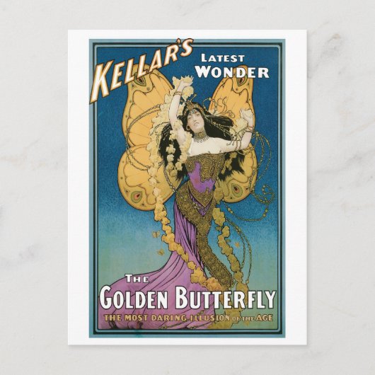 Kellars ~ Goldener Schmetterling Vintager Magic Ac Postkarte (Vorderseite)