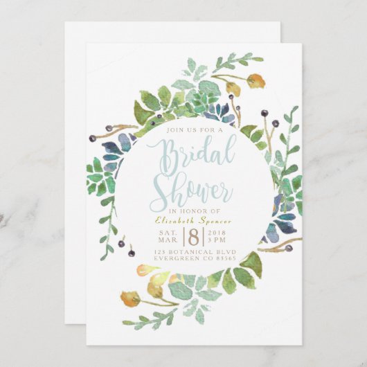 Keller | Brautparty Aquarell Einladung (Vorne/Hinten)