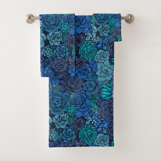 Keller Garten in Blau Badhandtuch Set (Insitu)