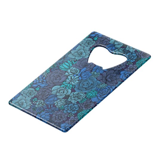 Keller Garten in Blau Geldbeutel Flaschenöffner (Rückseite Schrägansicht)