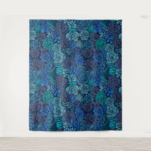 Keller Garten in Blau Wandteppich (Vorderseite)