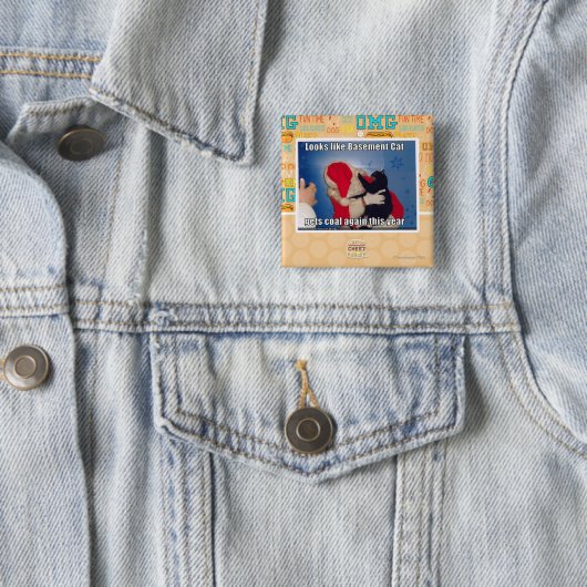 Keller-Katze erhält Kohle Button (Beispiel)