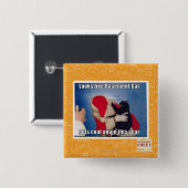 Keller-Katze erhält Kohle Button (Vorne & Hinten)