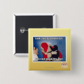 Keller-Katze erhält Kohle Button (Vorne & Hinten)